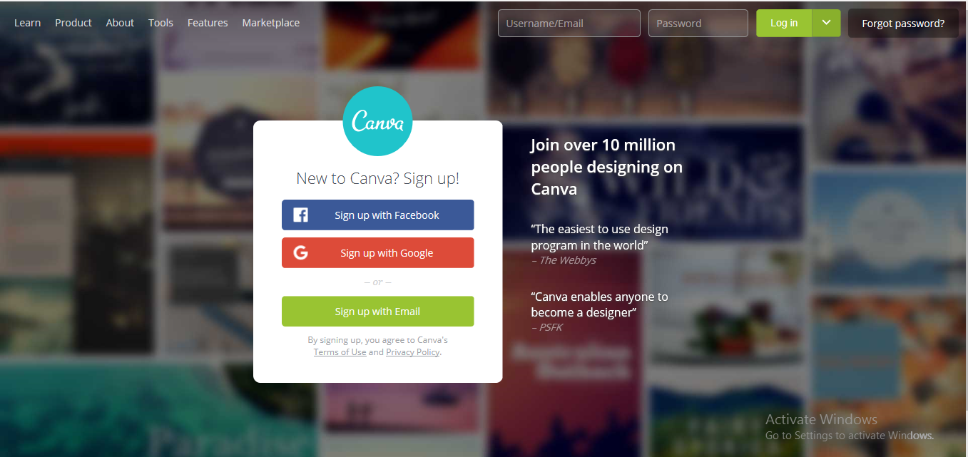 Sign Up with Canva