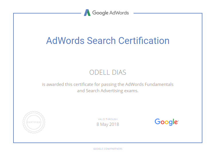 Google Adwords Certification_Odell Dias