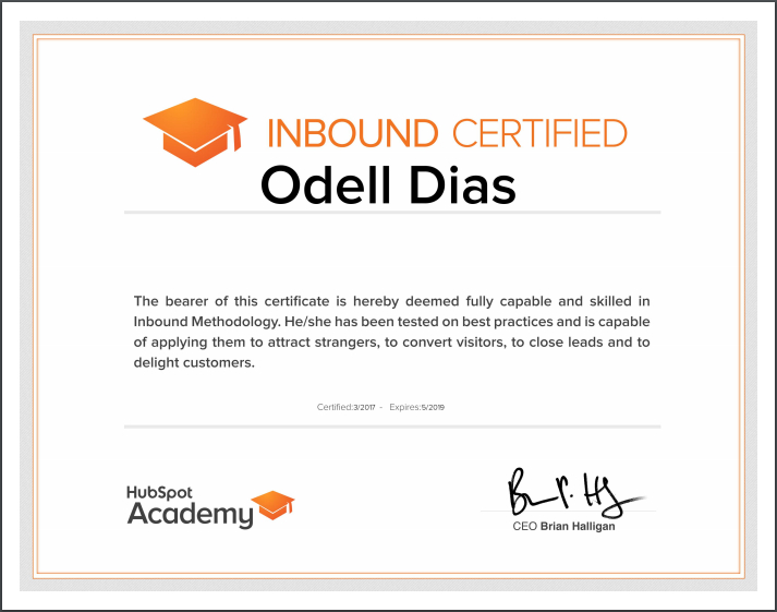 Online Marketing Certificate_Odell Dias