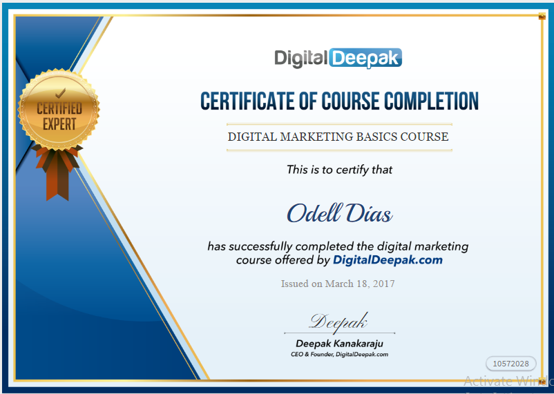 Digital Marketing Certificate_Odell DIas