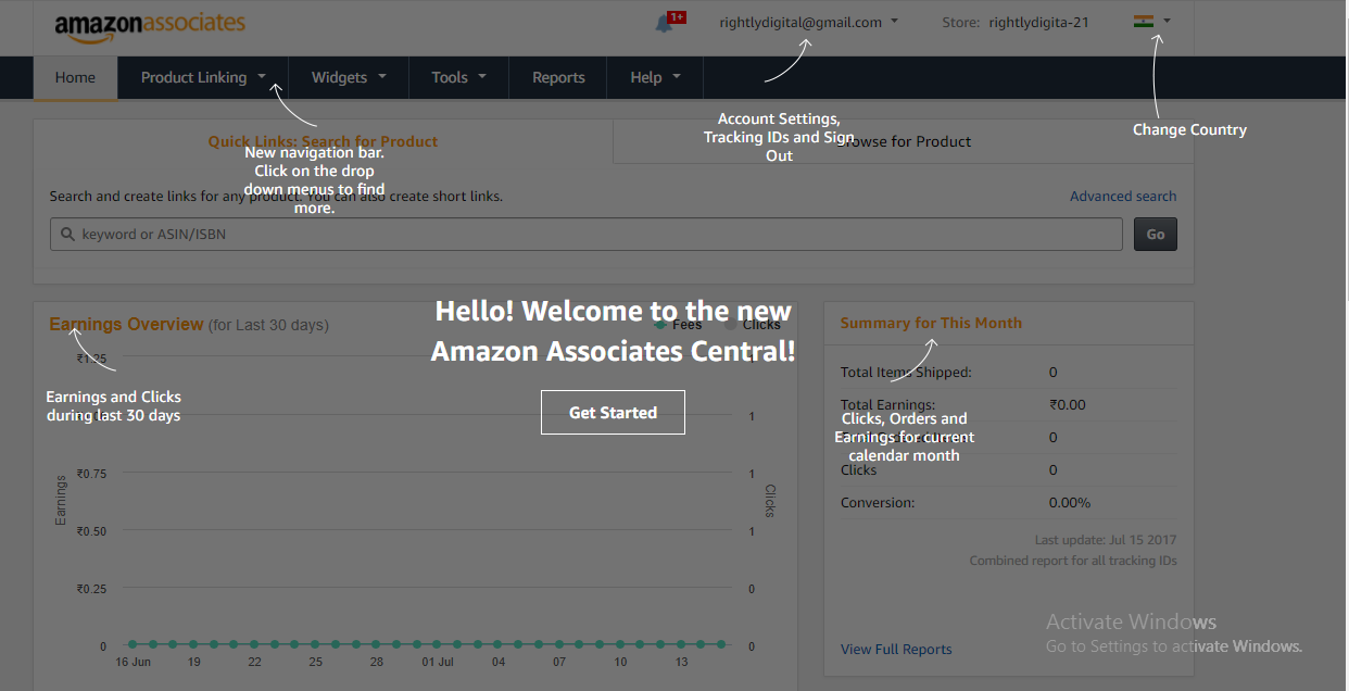 Amazon Affiliate Dashboard