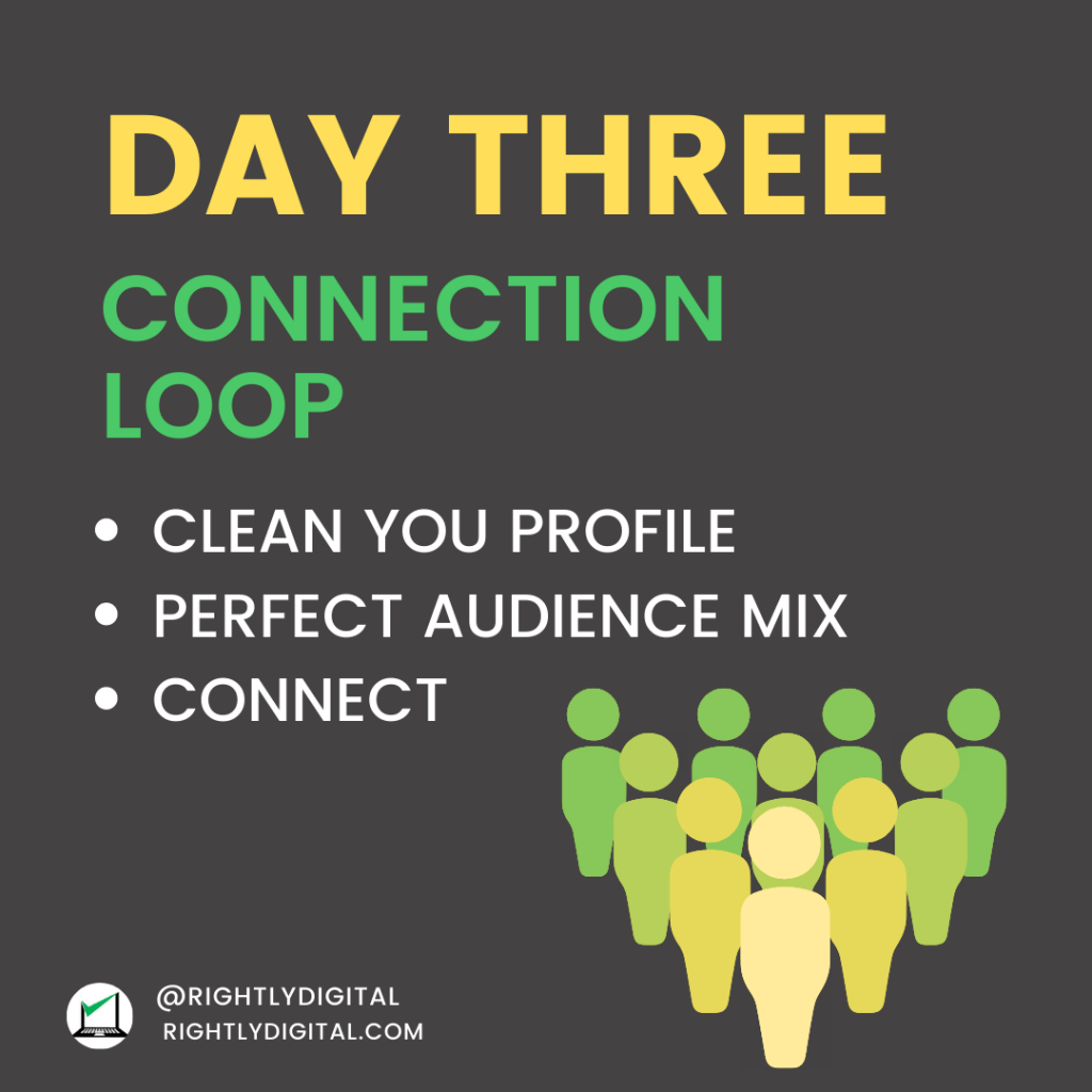 Day three of Vaibhav's Sisinty's LinkedIn workshop connection loop