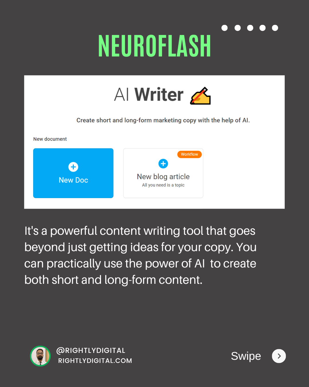 Neuroflash tool for copywriting 
