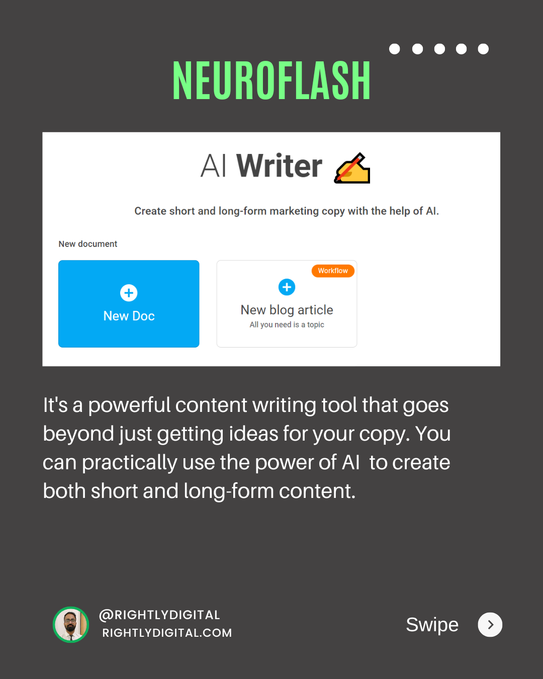 Neuroflash tool for copywriting