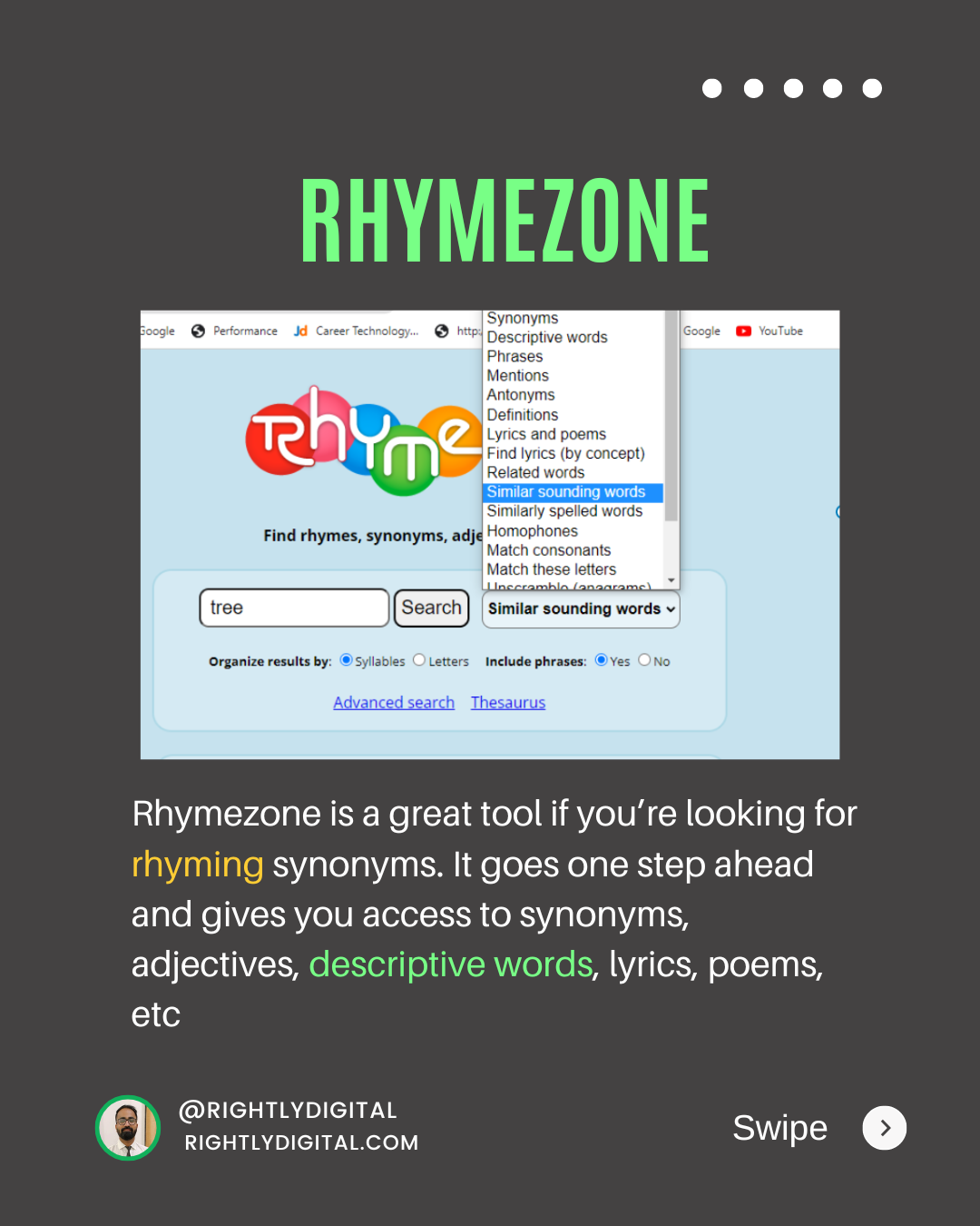 Rhymezone as copywriting tool